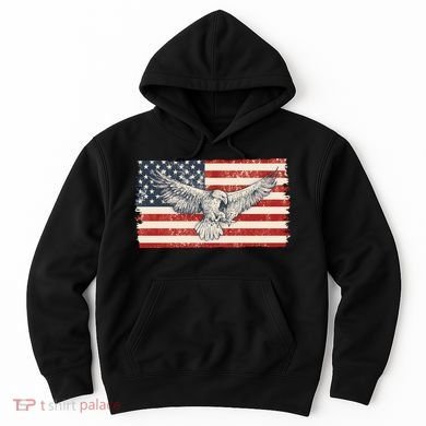 Distressed American USA Flag Eagle Hoodie