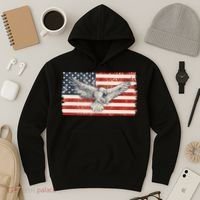 Distressed American USA Flag Eagle Hoodie thumb 3