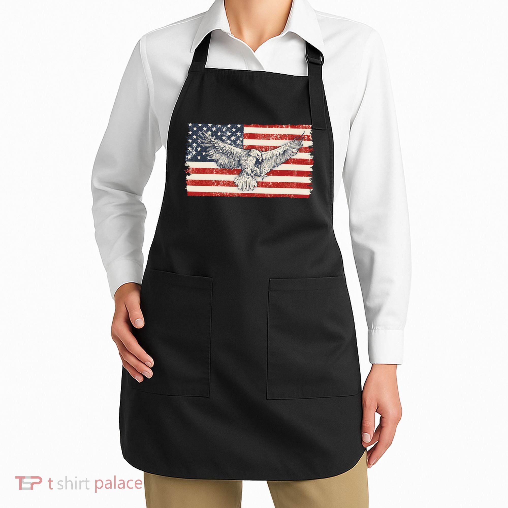 Distressed American USA Flag Eagle Apron
