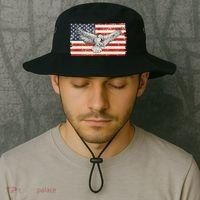 Distressed American USA Flag Eagle Bucket Hat thumb 2