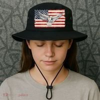 Distressed American USA Flag Eagle Bucket Hat thumb 3