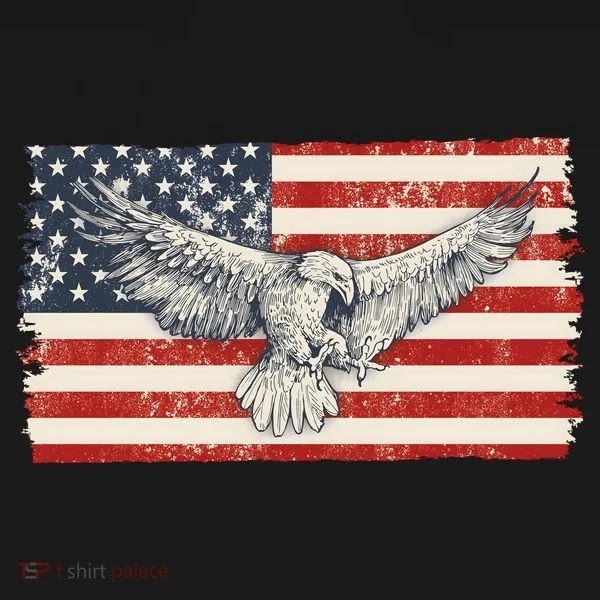Distressed American USA Flag Eagle Bucket Hat