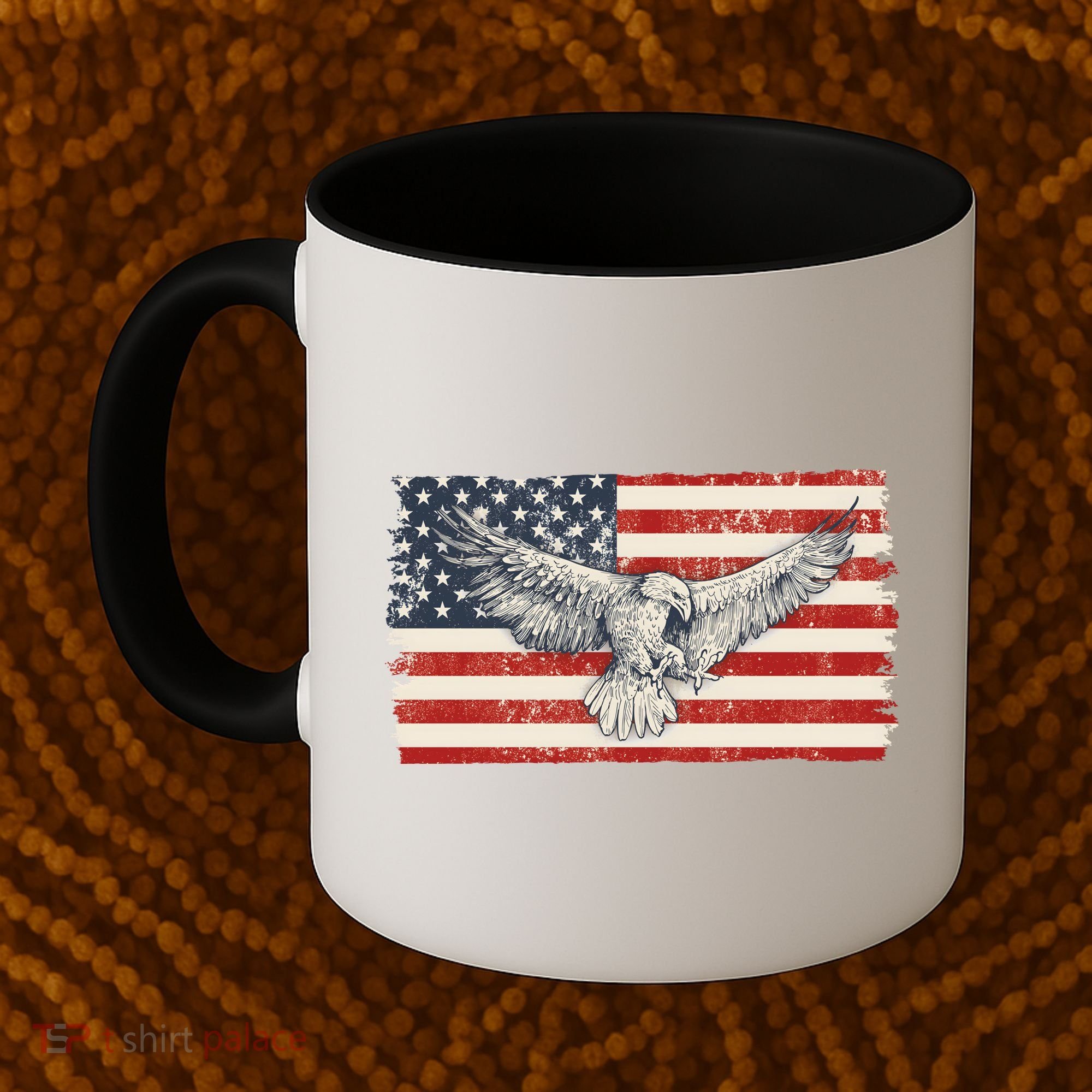 Distressed American USA Flag Eagle Coffee Mug