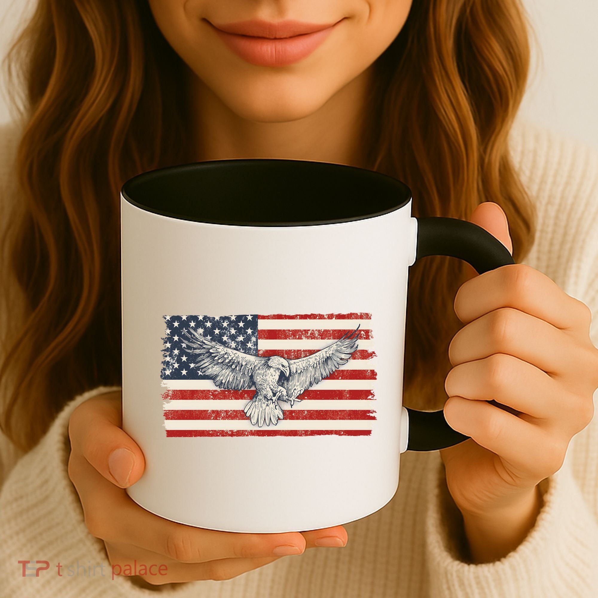 Distressed American USA Flag Eagle Coffee Mug