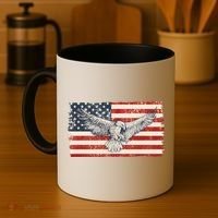 Distressed American USA Flag Eagle Coffee Mug thumb 4