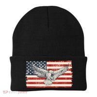 Distressed American USA Flag Eagle Beanie thumb 0