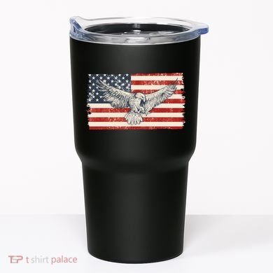 Distressed American USA Flag Eagle Tumbler