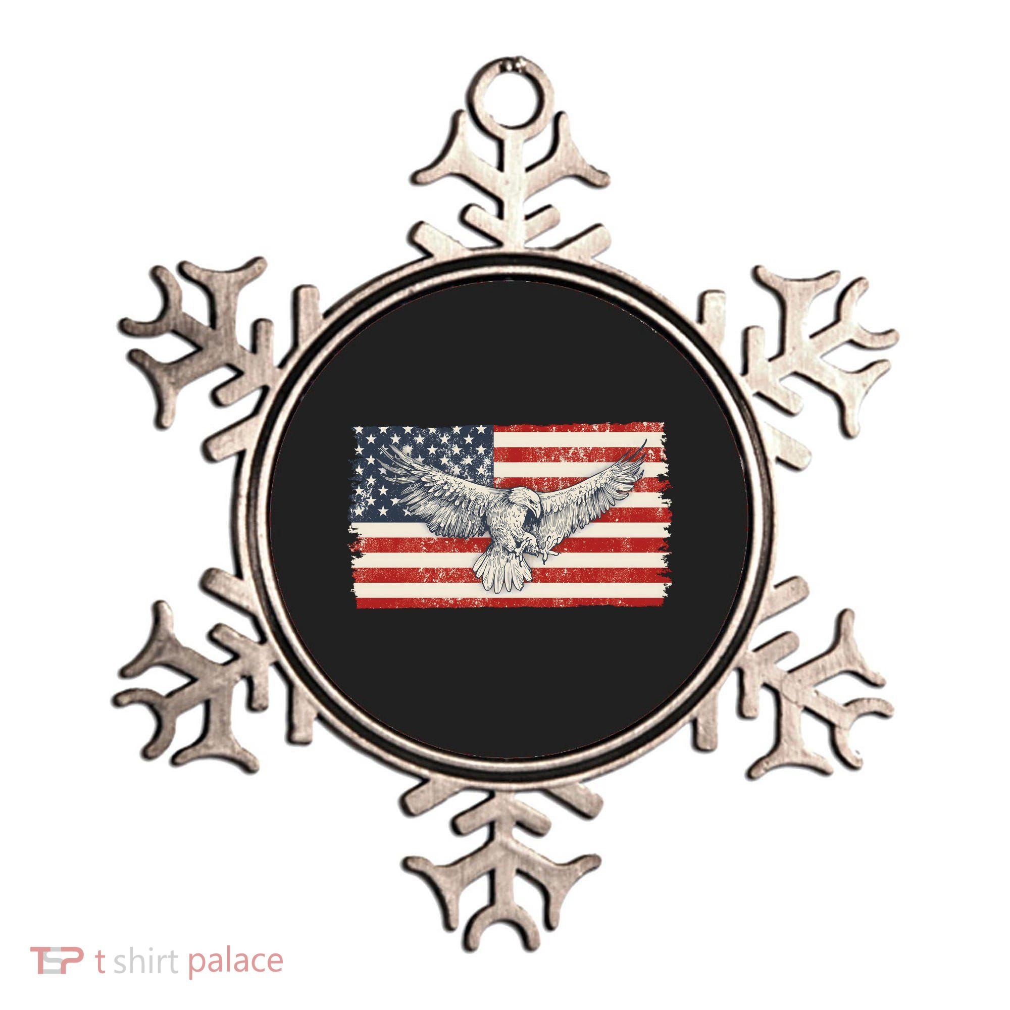 Distressed American USA Flag Eagle Ornament