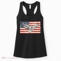 Distressed American USA Flag Eagle Women's Tank Top thumb 0