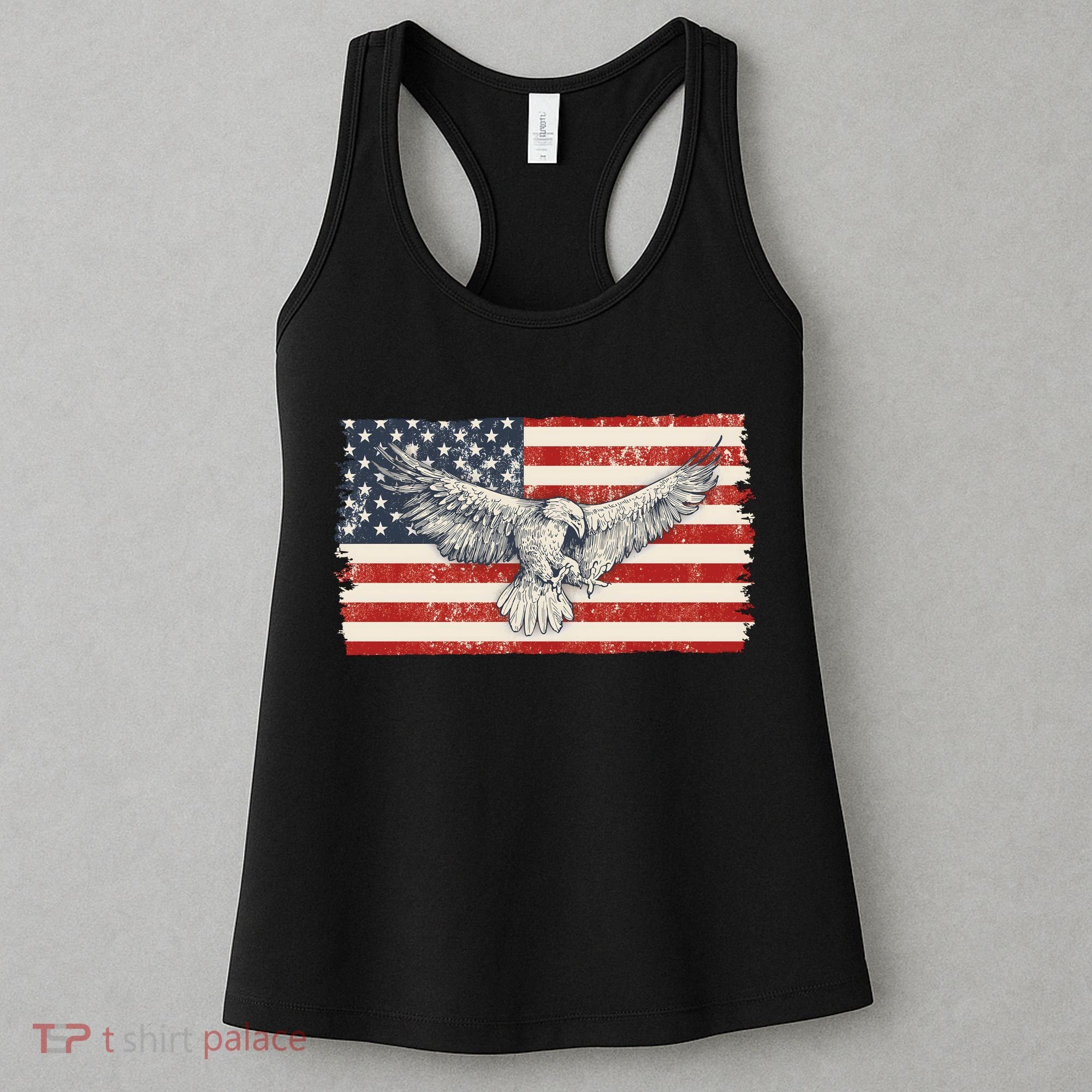 Distressed American USA Flag Eagle Women's Tank Top