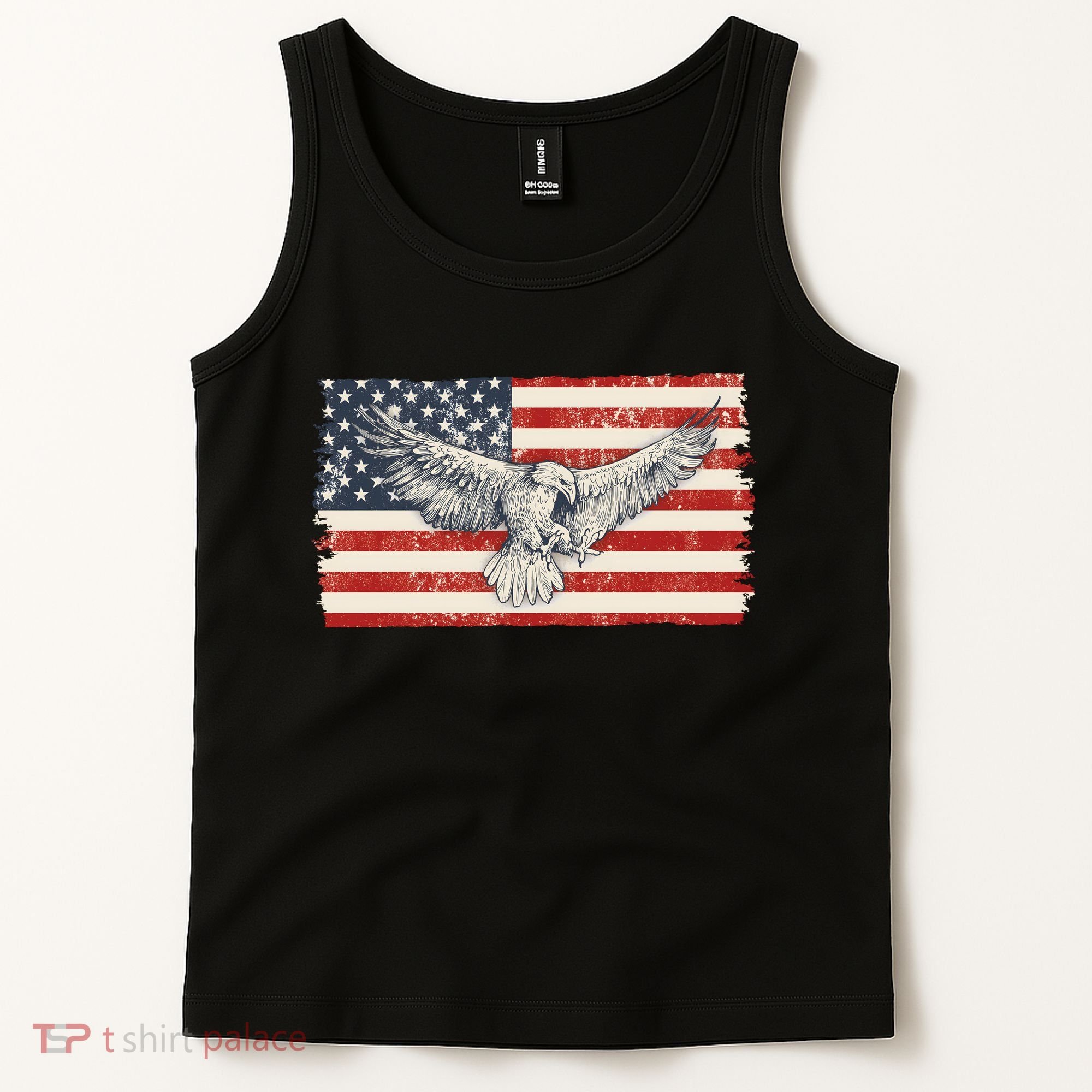 Distressed American USA Flag Eagle Tank Top