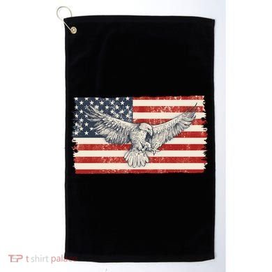 Distressed American USA Flag Eagle Golf Towel