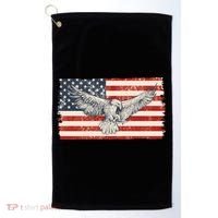 Distressed American USA Flag Eagle Golf Towel thumb 0