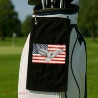Distressed American USA Flag Eagle Golf Towel thumb 2