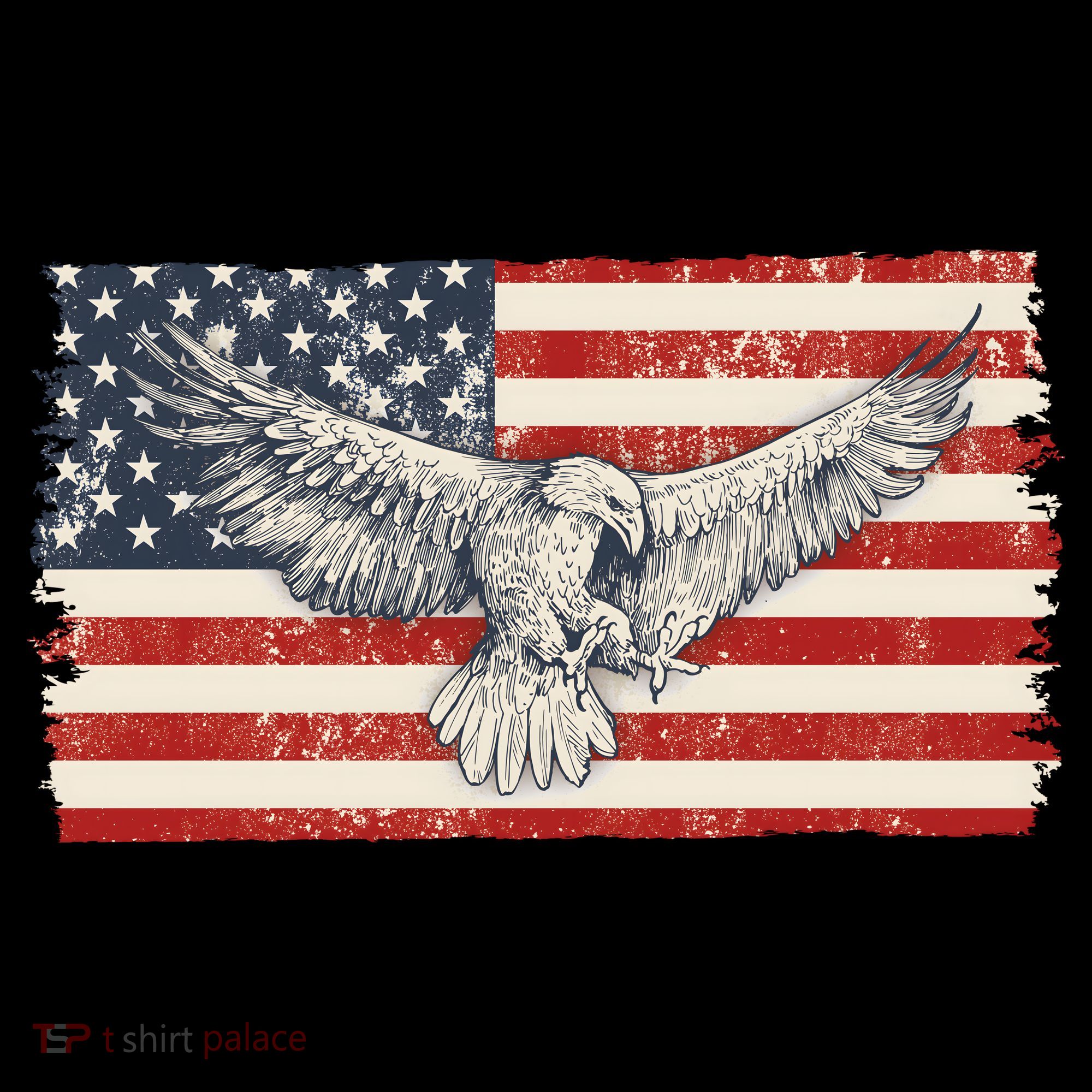 Distressed American USA Flag Eagle Women's Long Sleeve Shirt