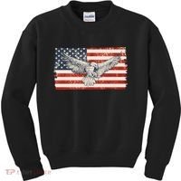 Distressed American USA Flag Eagle Kids Sweatshirt thumb 0