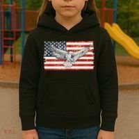 Distressed American USA Flag Eagle Kids Hoodie thumb 3