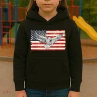 Distressed American USA Flag Eagle Kids Hoodie thumb 3