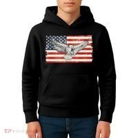 Distressed American USA Flag Eagle Kids Hoodie thumb 4