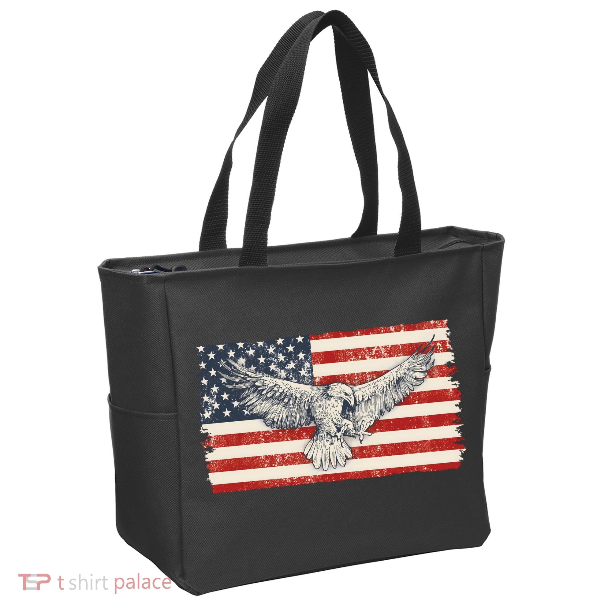 Distressed American USA Flag Eagle Tote Bag
