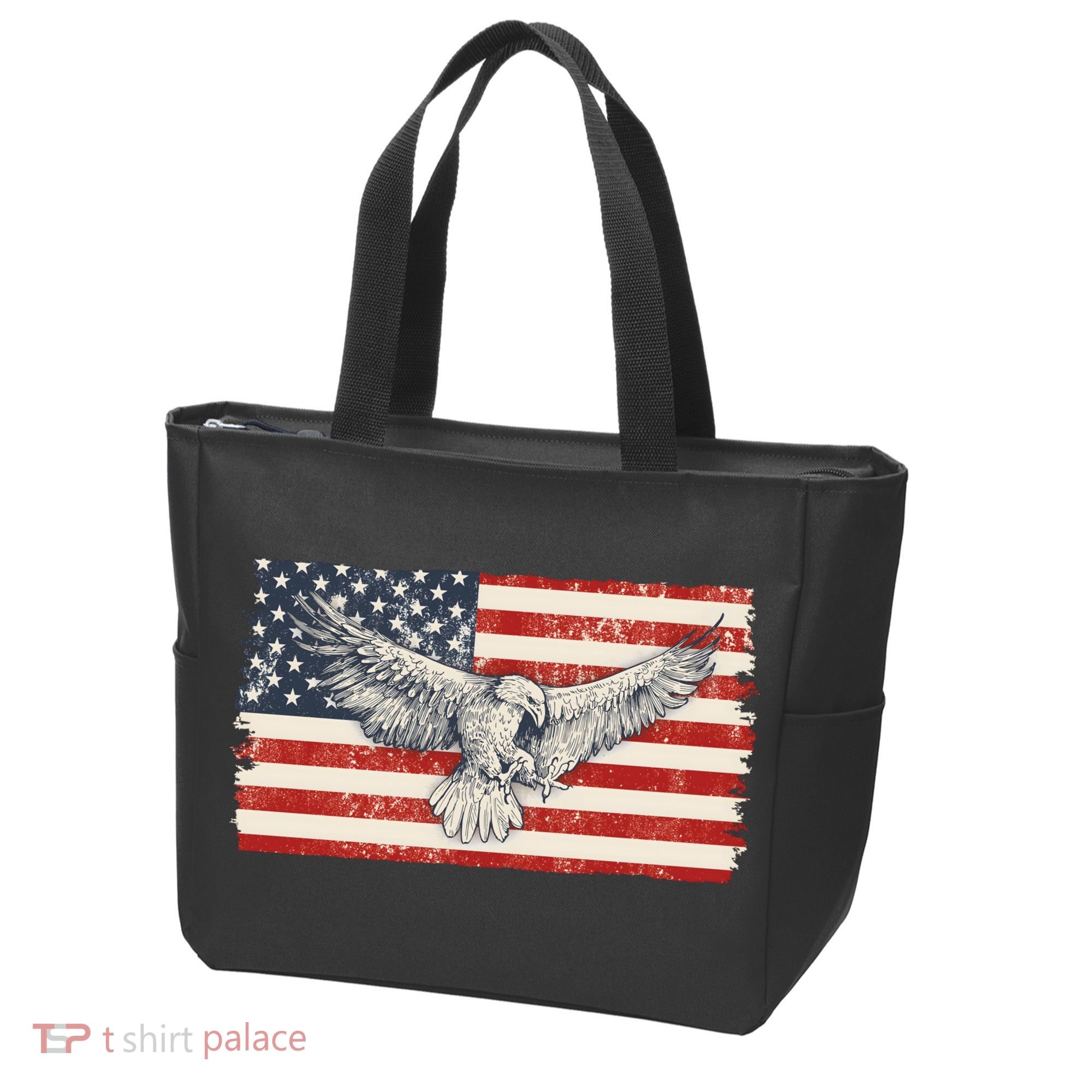 Distressed American USA Flag Eagle Tote Bag