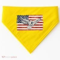 Distressed American USA Flag Eagle USA-Made Doggie Bandana thumb 0