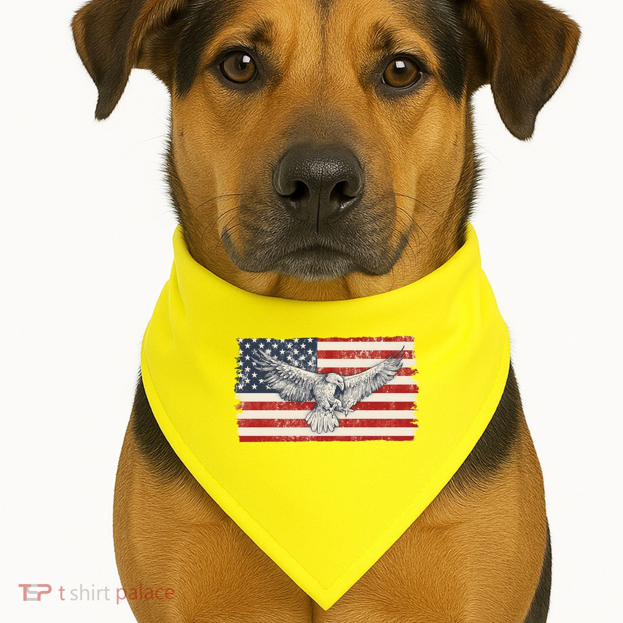 Distressed American USA Flag Eagle USA-Made Doggie Bandana