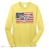 Distressed American USA Flag Eagle Long Sleeve Shirt thumb 0