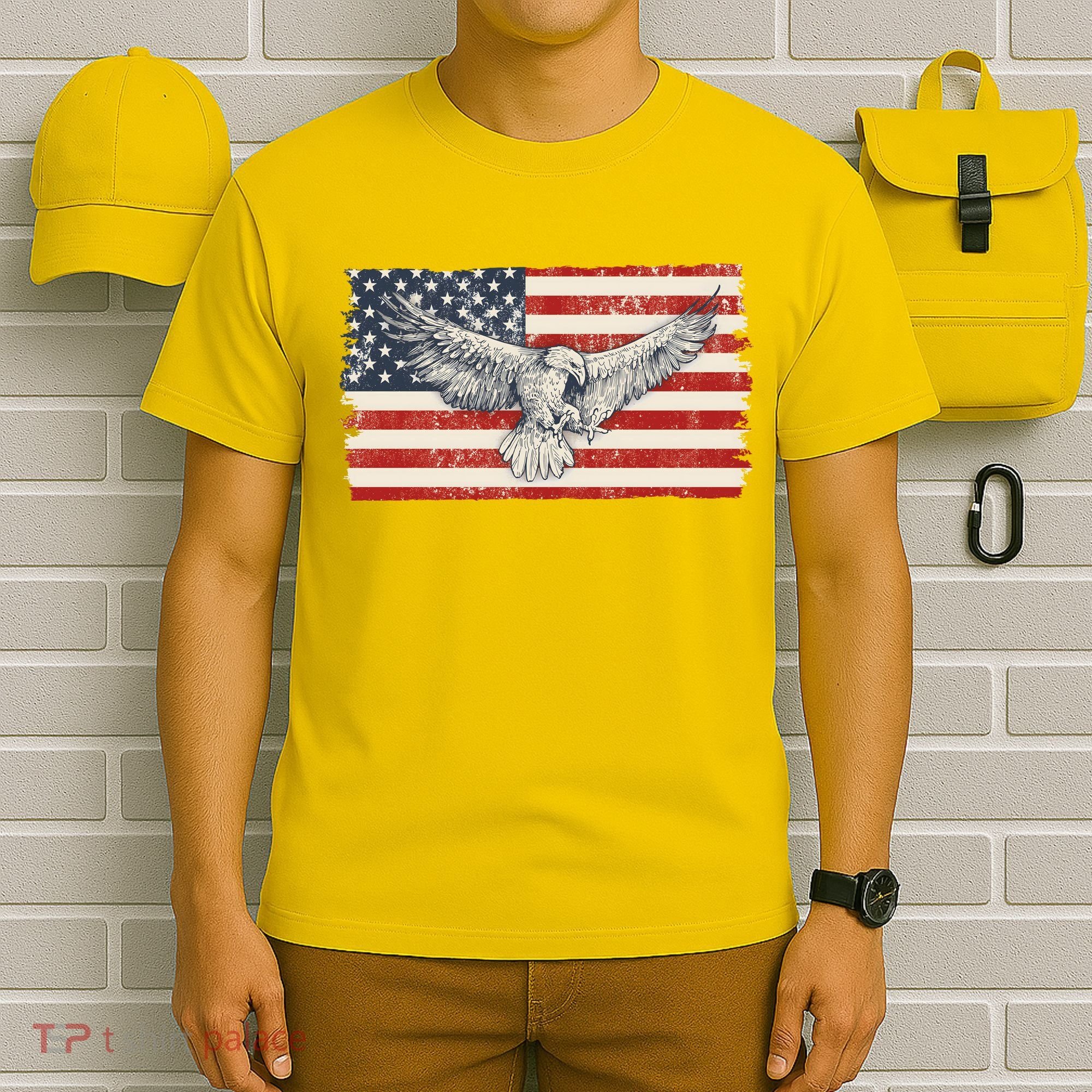 Distressed American USA Flag Eagle T-Shirt