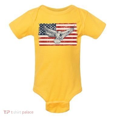 Distressed American USA Flag Eagle Baby Bodysuit