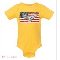 Distressed American USA Flag Eagle Baby Bodysuit thumb 0