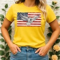 Distressed American USA Flag Eagle Women's T-Shirt thumb 2