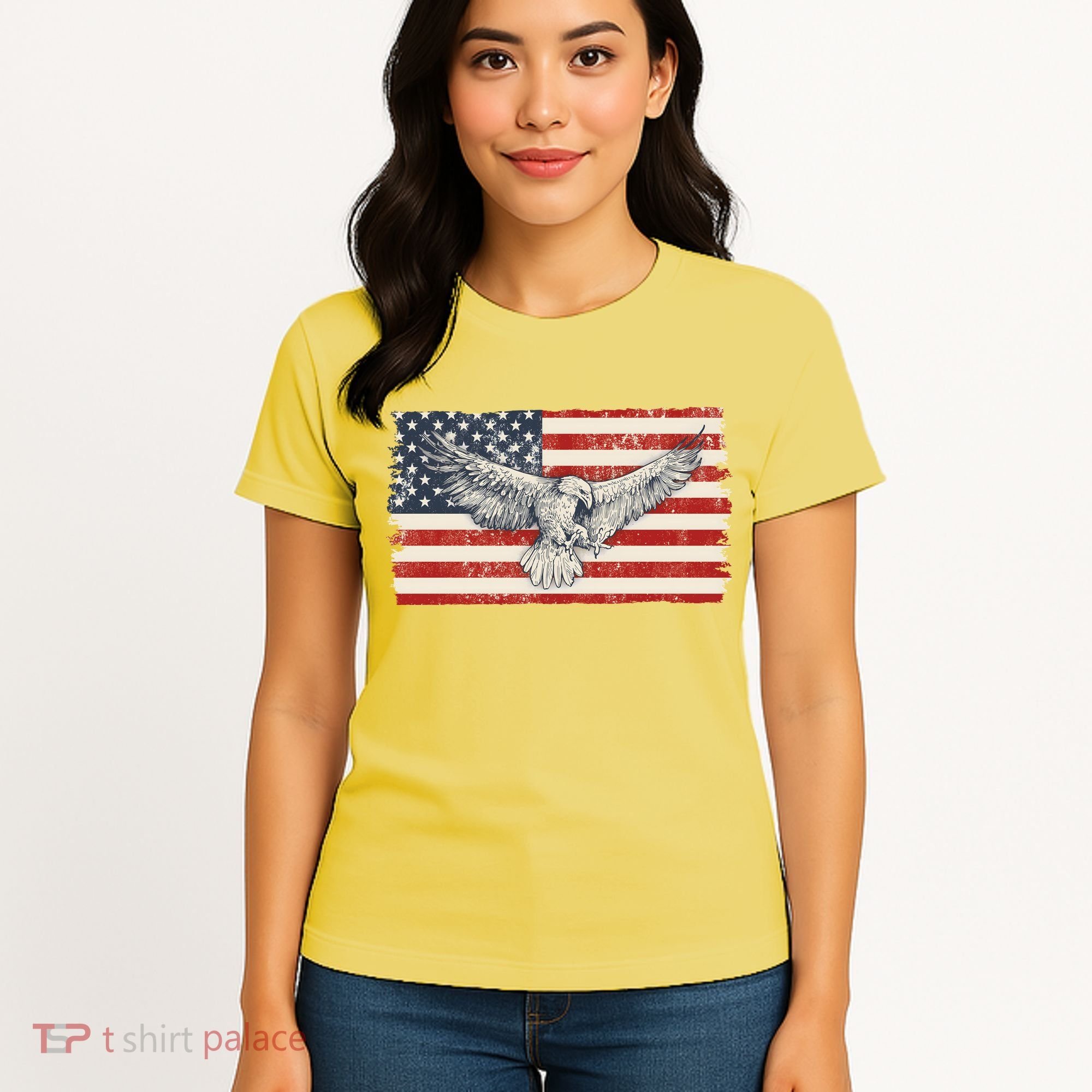 Distressed American USA Flag Eagle Women's T-Shirt