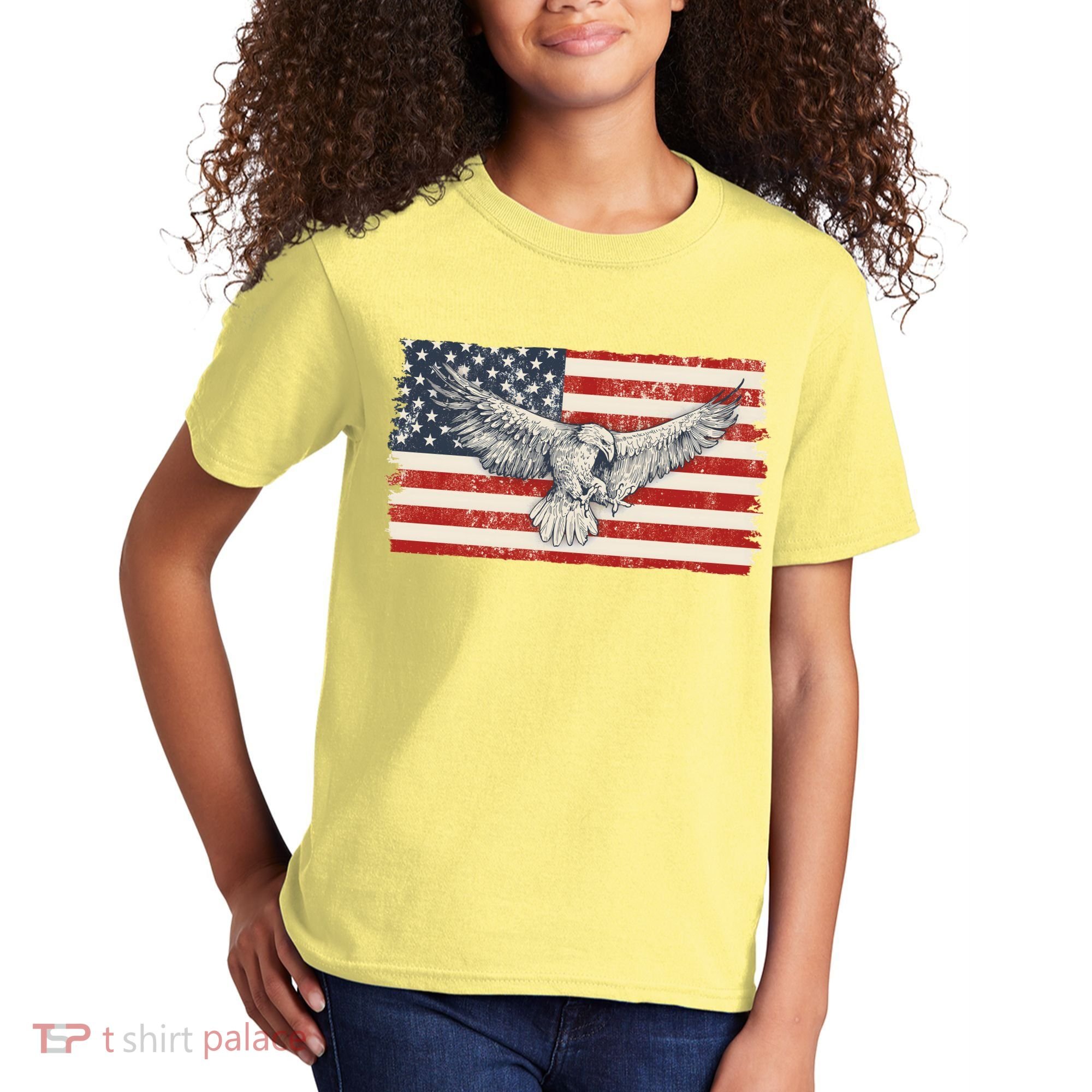 Distressed American USA Flag Eagle Kids T-Shirt