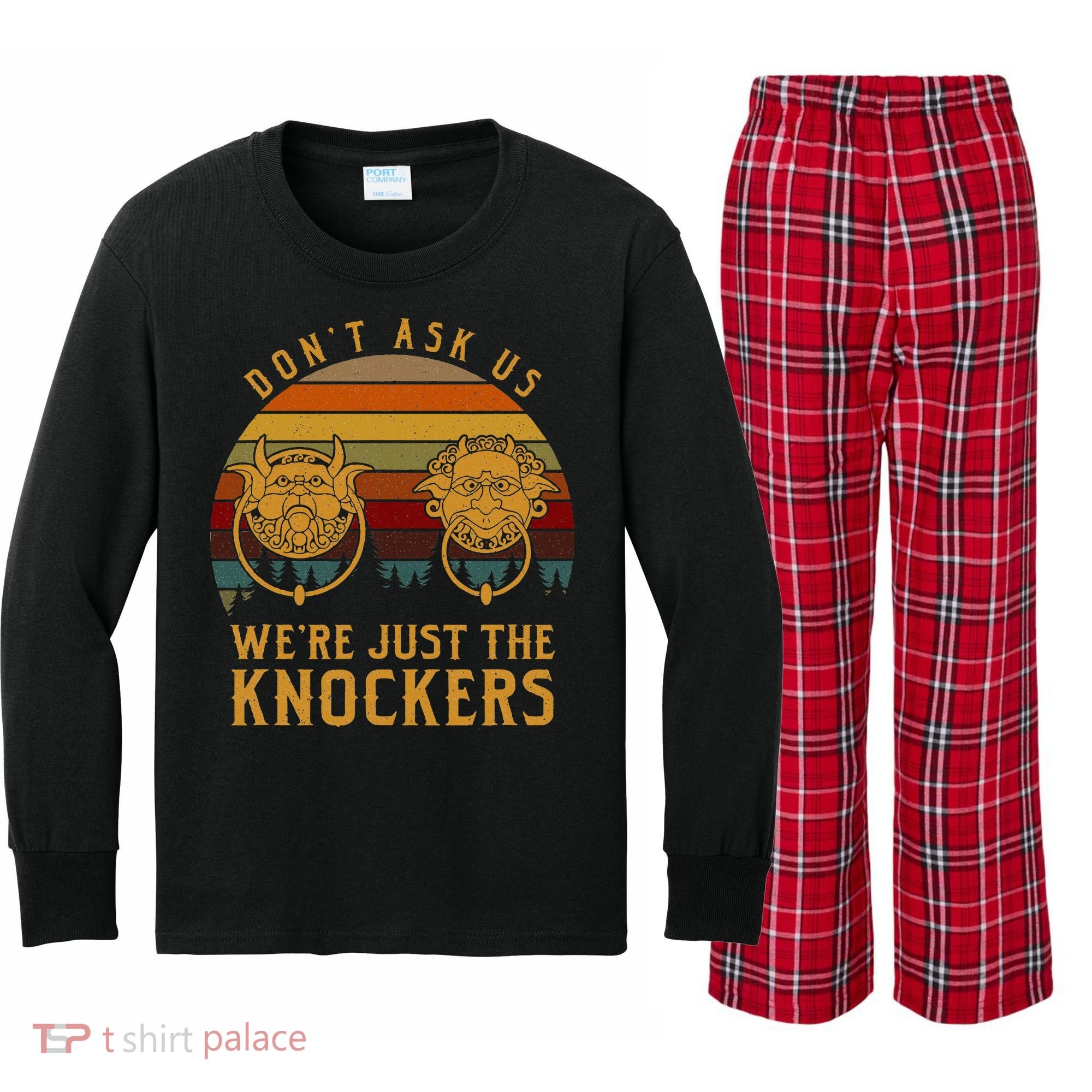 Don’T Ask Us We’Re Just The Knockers Kids Long Sleeve Plaid Pajama Set