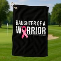 Daughter Of A Warrior Breast Cancer Awareness Golf Towel thumb 1