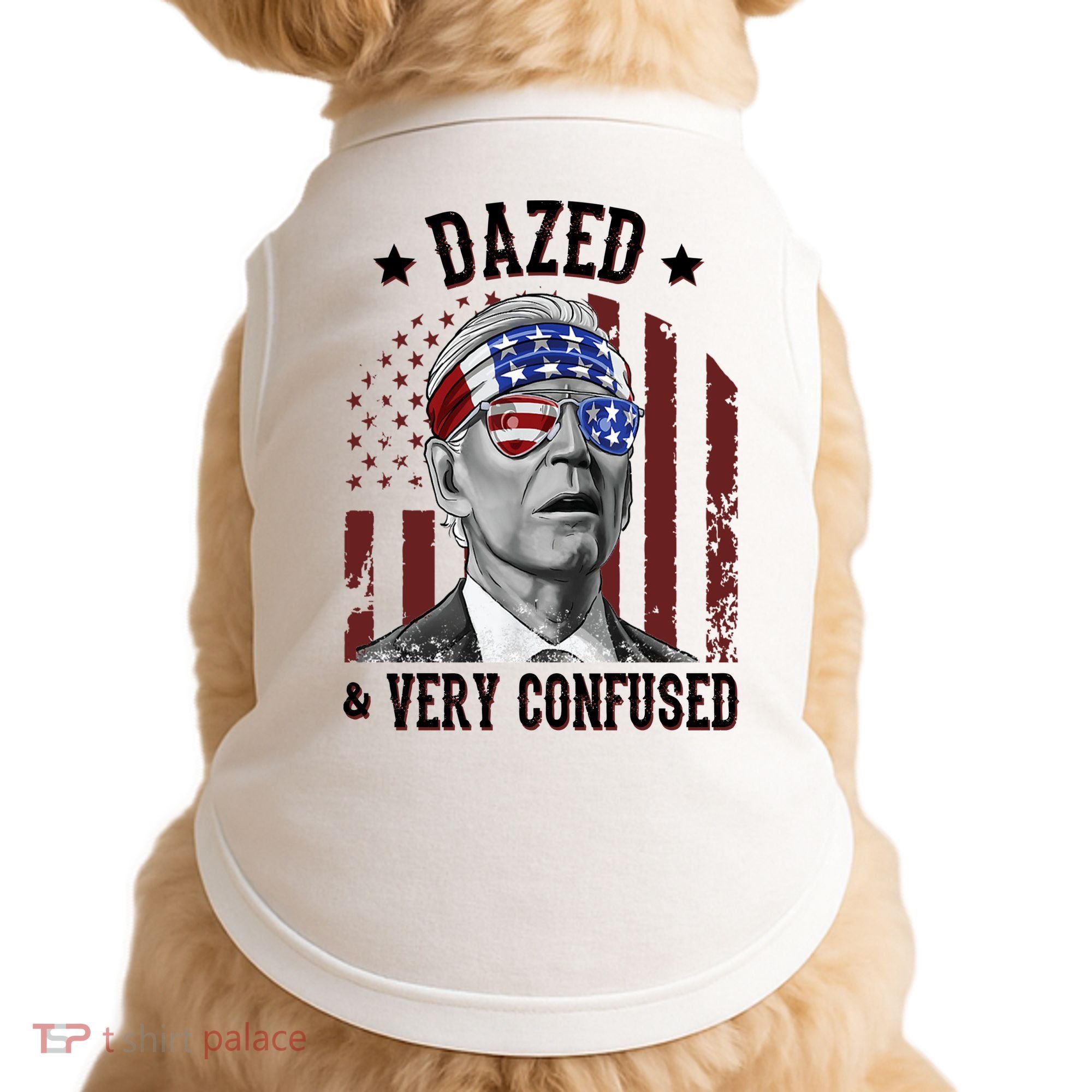 Dazed And Very Confused Biden Funny 4th Of July Doggie Tank