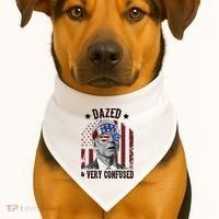 Dazed And Very Confused Biden Funny 4th Of July USA-Made Doggie Bandana thumb 1