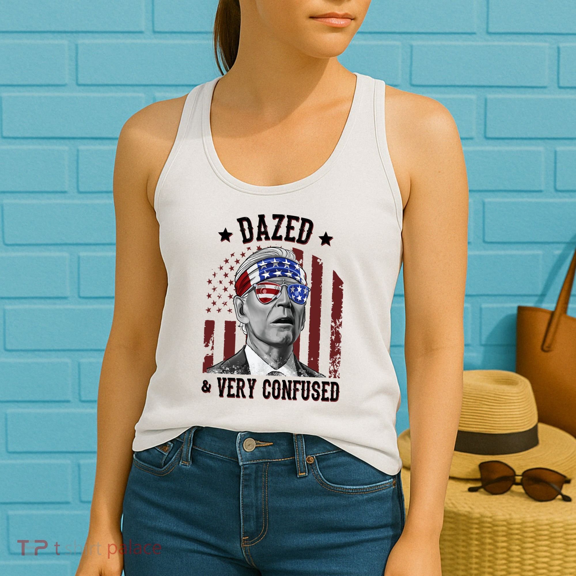 Dazed And Very Confused Biden Funny 4th Of July Women's Tank Top