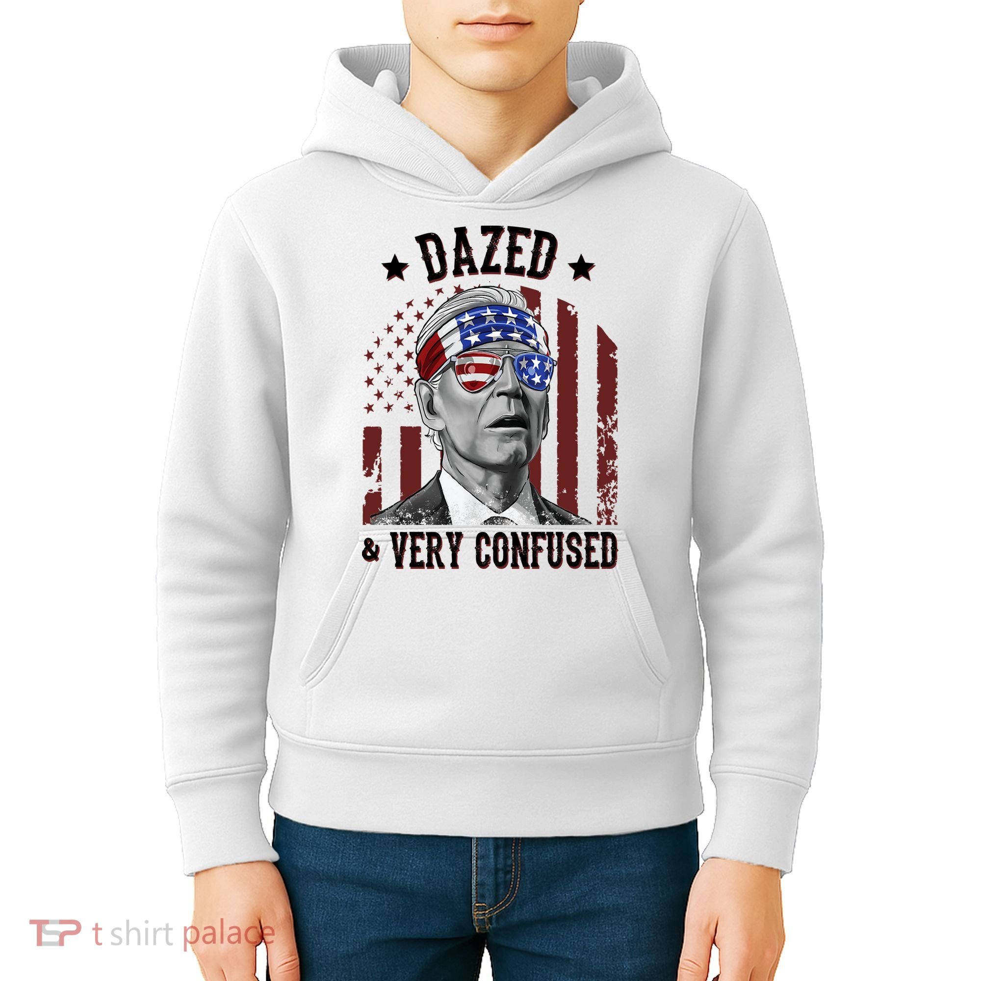Dazed And Very Confused Biden Funny 4th Of July Kids Hoodie