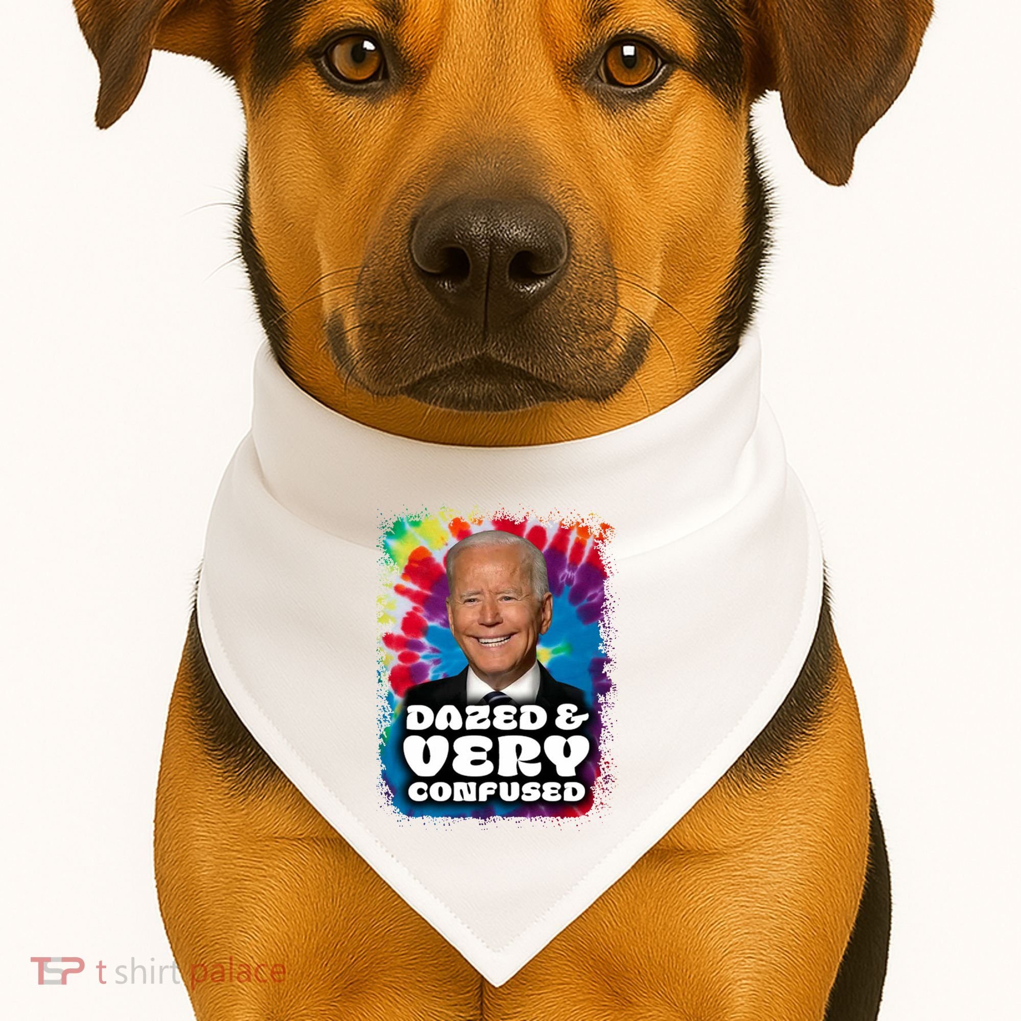 Dazed And Very Confused Joe Biden Hippie USA-Made Doggie Bandana