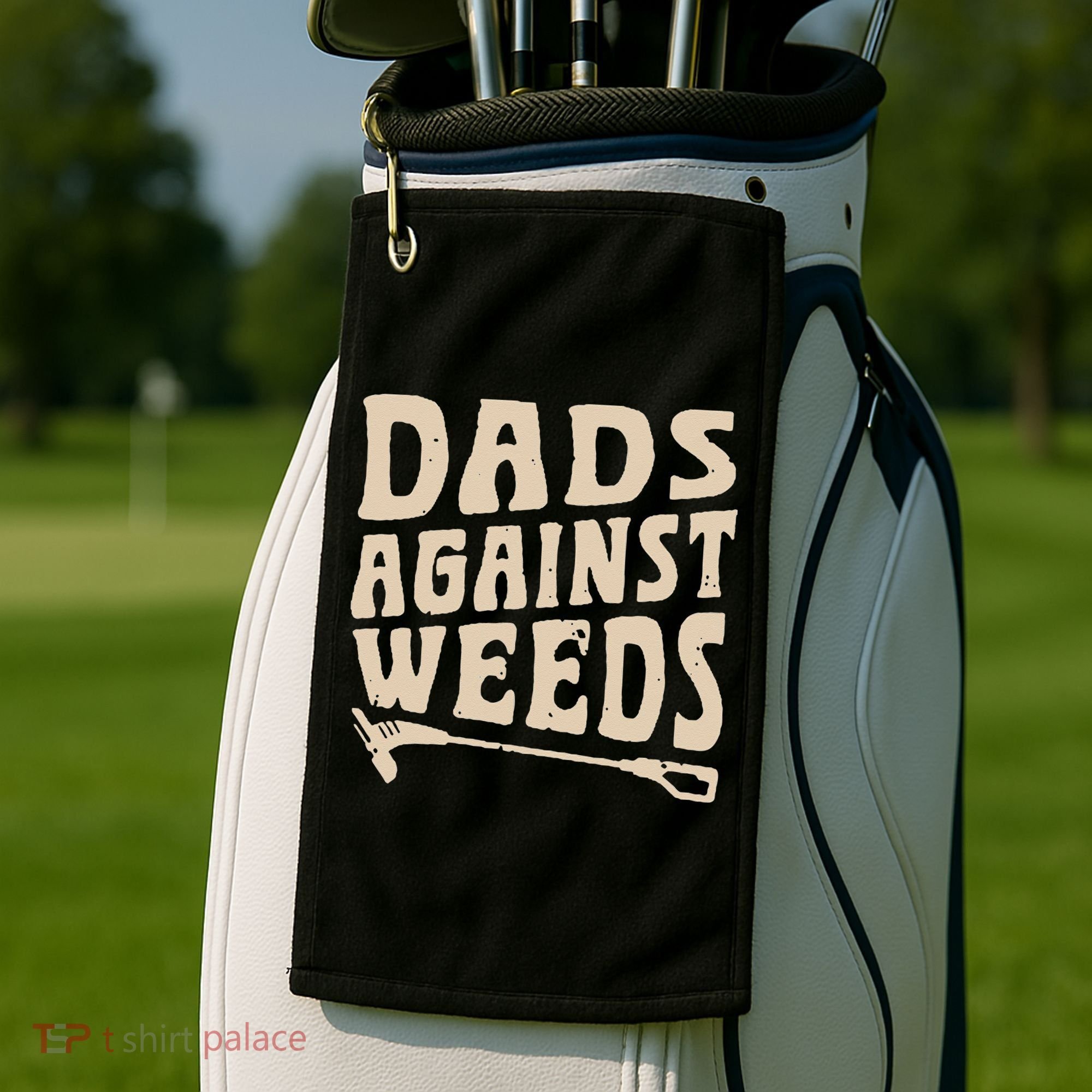 Dads Against Weeds Weed Cutter Weed Whacker Dad Golf Towel