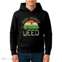Dads Against Weed Funny Gardening Lawn Mowing FatherS Day Kids Hoodie thumb 4