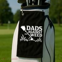 Dads Against Weed | Gardening Dad Joke Lawn Mowing Funny Dad Golf Towel thumb 2