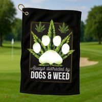 Dogs And Weed Golf Towel thumb 1