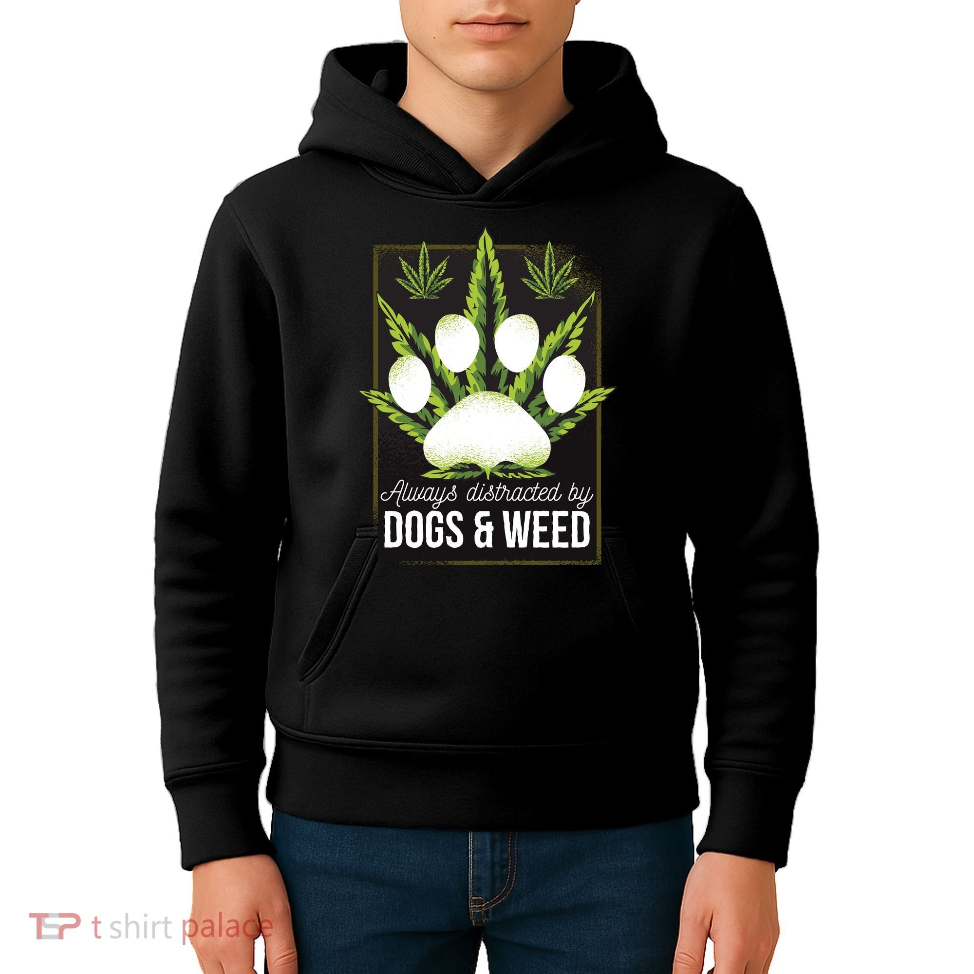 Dogs And Weed Kids Hoodie
