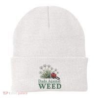 Dads Against Weed Funny Gardening Lawn Mowing Fathers Beanie thumb 0