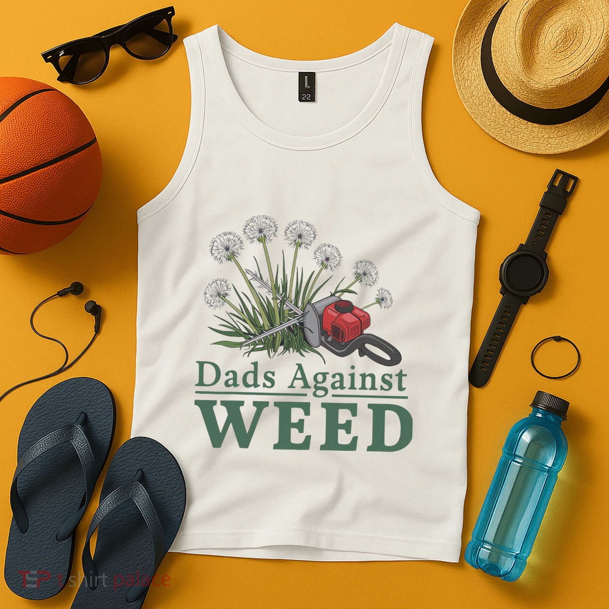 Dads Against Weed Funny Gardening Lawn Mowing Fathers Tank Top