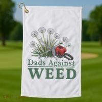 Dads Against Weed Funny Gardening Lawn Mowing Fathers Golf Towel thumb 1