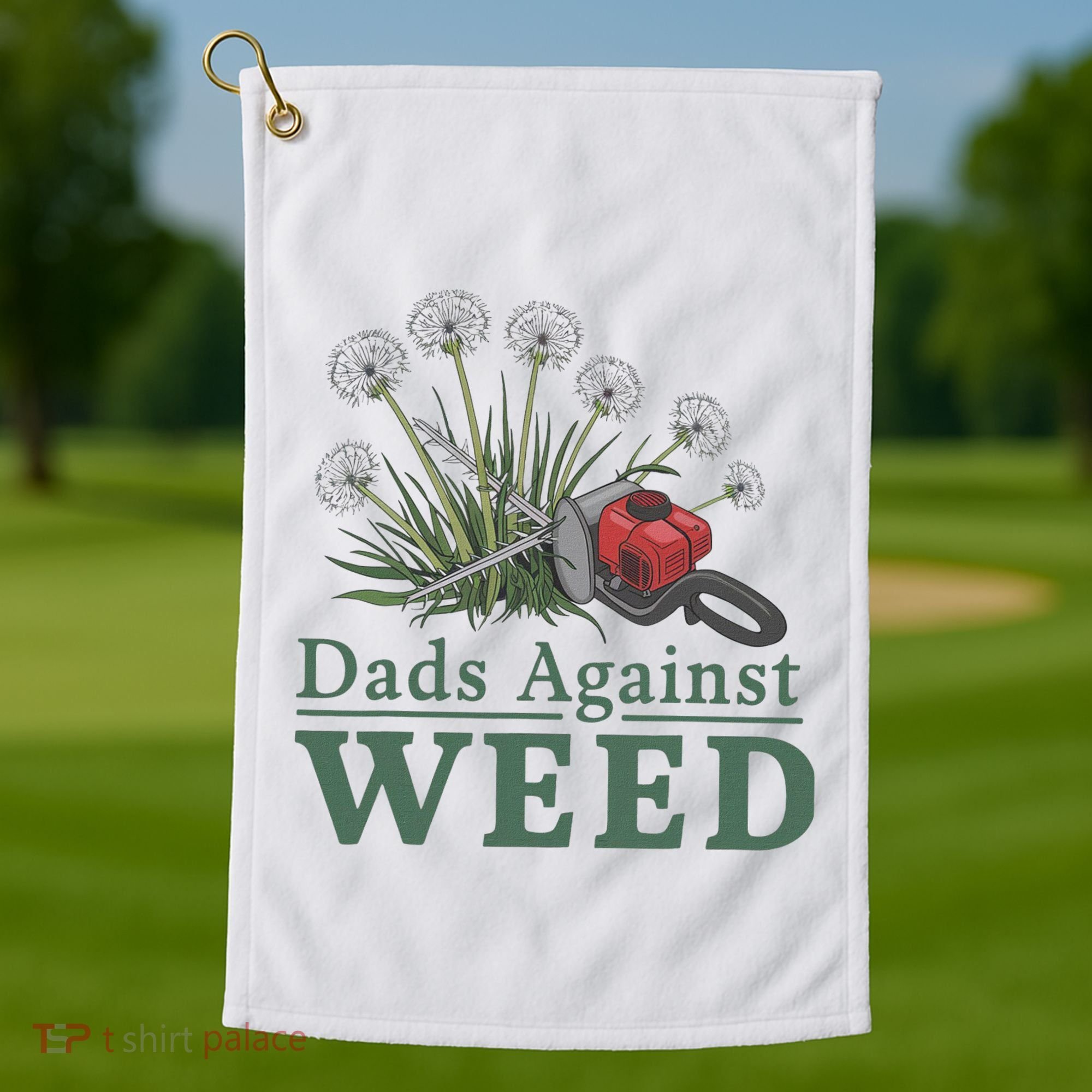 Dads Against Weed Funny Gardening Lawn Mowing Fathers Golf Towel